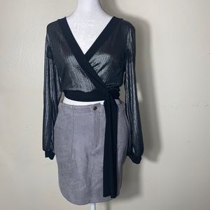 , silver metallic blouse